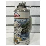 Coors beer stein w/metal lid, 8 in tall, Brazil