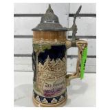 German beer stein w/metal lid, 8 in tall