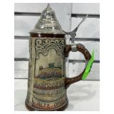 German beer stein w/metal lid, 8 in tall. Gerzit