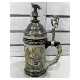 German domex zinn lidded beer stein  8 in tall