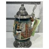 German beer stein w/metal lid, 5 in tall, E