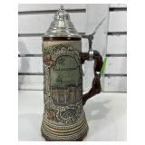 German beer stein w/metal lid, 10 in, musical