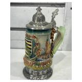 German beer stein w/metal lid, 5 in tall, E