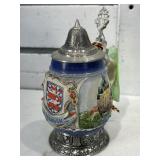 German beer stein w/metal lid, 5 in tall, E