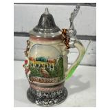German beer stein w/metal lid, 5 in tall, E