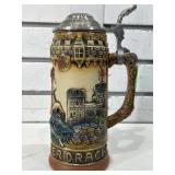 German beer stein w/lid, 8 in tall. Corzelius