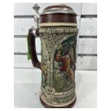 German beer stein w/lid, 8 in tall