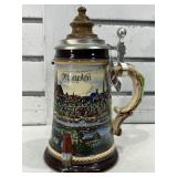 LE German beer stein w/lid, 8 in tall and more.