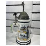 German beer stein w/metal lid 10 in tall