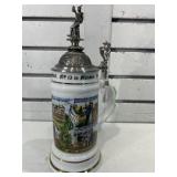 German beer stein w/metal lid 10 in tall, Domex