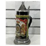 German beer stein w/metal lid 10 in tall, LE