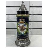 German beer stein w/metal lid 12 in tall, LE