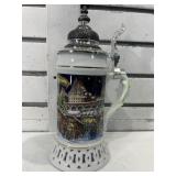 German beer stein w/metal lid 10 in tall