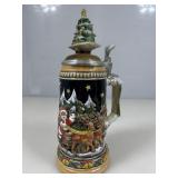 German Christmas beer stein w/metal lid, 10 in, LE