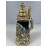 German Christmas beer stein w/metal lid, 10 in, LE