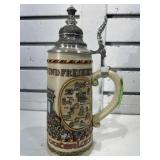 German beer stein w/metal lid 10 in tall