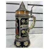 Musical German beer stein w/metal lid, 10 in.