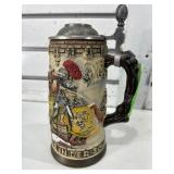 German beer stein w/metal lid, 8 in tall, LE