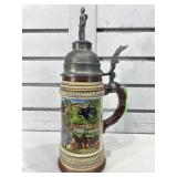 German beer stein w/metal lid, 10 in