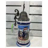 German beer stein w/metal lid, 10 in