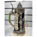 German beer stein w/metal lid 10 in tall