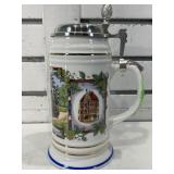 German beer stein w/metal lid 8 in tall, LE