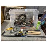 Assorted tools, including. Hammer, Pry bar and