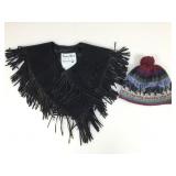 Pioneer Wear black leather collar shell w/fringe