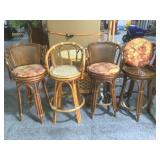 4 wicker wood barstools.
