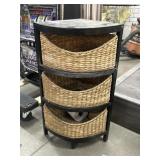 Corner shelf with baskets, 12x12x27in