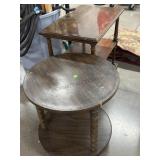 Wood Accent tables one rectangular and one round,