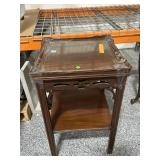 Vtg wood side table, 17x17x278;