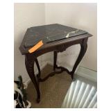 Black Marble top side table, approx 22x14x27in