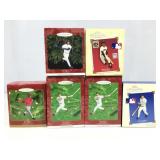 Hallmark Christmas ornaments, baseball figures