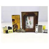 Hobby knife set in carved wood box, jewel trinket