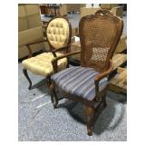 2 Wood and fabric side chairs.