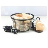 Himalayan salt lamps, heart shape & basket