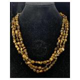 Necklace W/sterling Clasp, 3 Strands Tiger Eye,