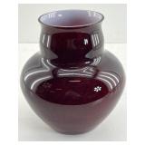 Czechoslovakian Cased Glass Vase. Small Chip On