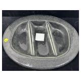 Large 3 Section Divided Textured Crackle Glass