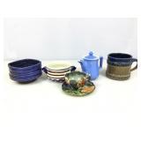 Hall Pottery Creamer & Asstd Studio Pottery.