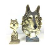 2 Wolf Figurines. Resin. MCSI & DWK 11in H