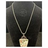 Sterling Silver Porcelain Pendant Necklace, Tw 22g