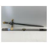 Sword w/decorative sheath scabbard stainless, 31