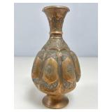Antique Copper Vase 8in H