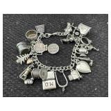 Sterling Charm Bracelet, Tw 54.2g, Sz 6ï¿½in