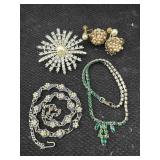 Vtg Fashion Jewelry Incl. Brooch, Earrings,