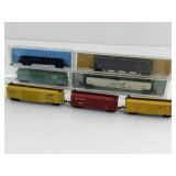 6 N gauge train cars, few need repairs, asstd