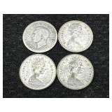 4-silver Canadian Dimes From 1940, 1967 & 1968