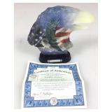 NIP Bradford Exchange Eagle statue, God Bless, COA